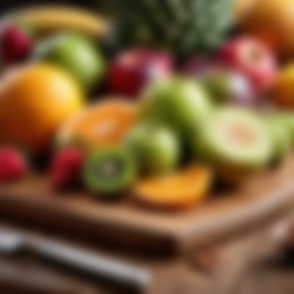 Fresh fruits on a cutting board