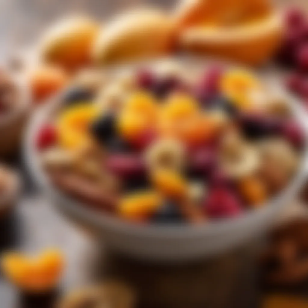 Bowl of mixed dried fruits