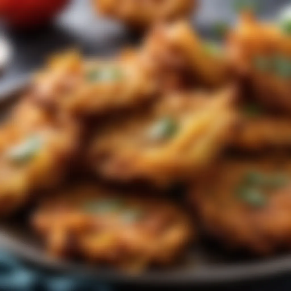 Frying onion bhajis Frying onion bhajis
