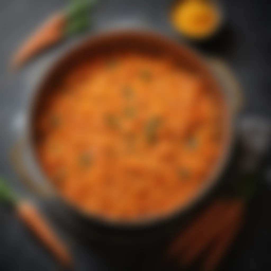 Grated carrots in a golden pan