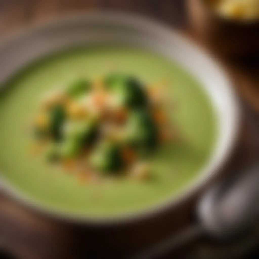 Garnished broccoli soup