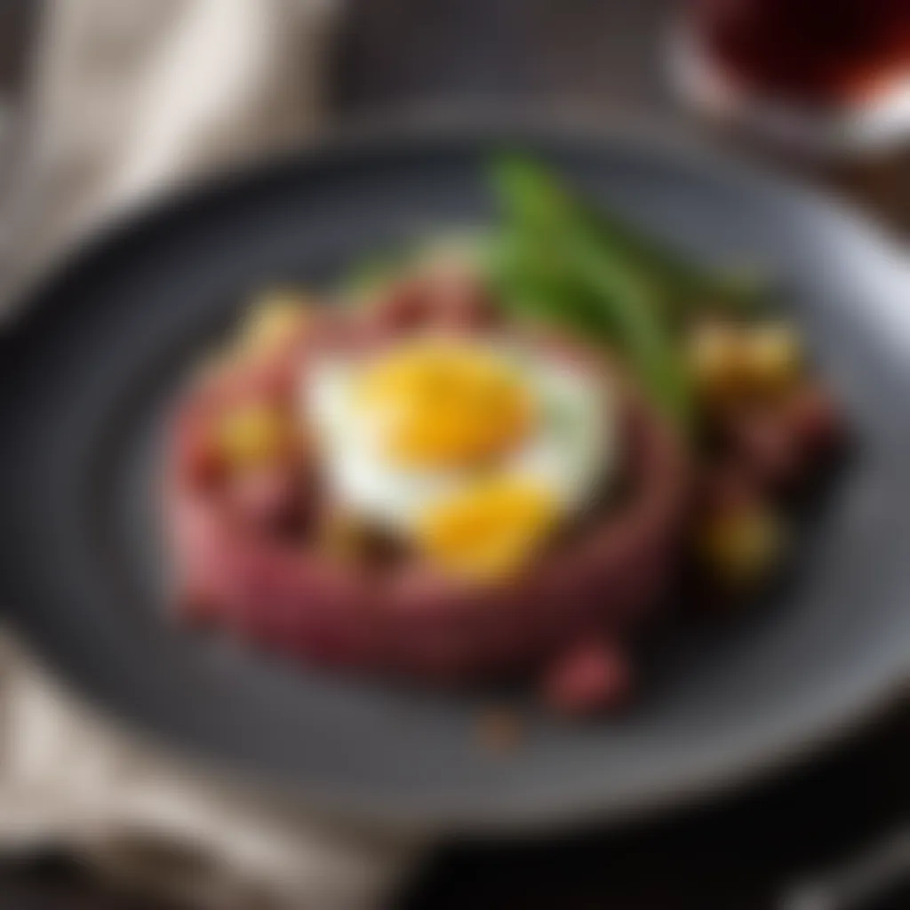 Garnished corned beef hash on a plate