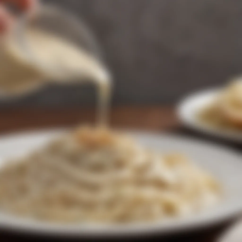 Garnishing Alfredo Sauce with a Sprinkle of Nutmeg Garnishing Alfredo Sauce with a Sprinkle of Nutmeg