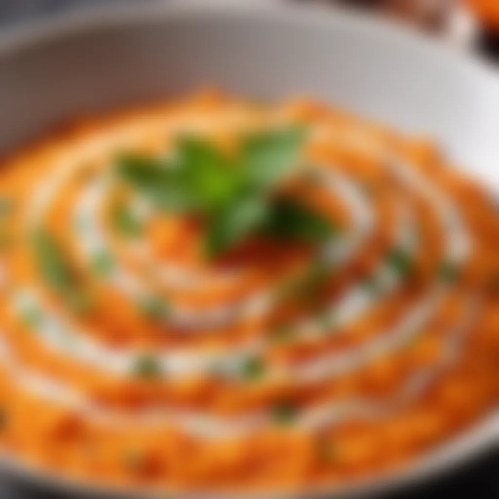 Garnishing Carrot Raita with Herbs