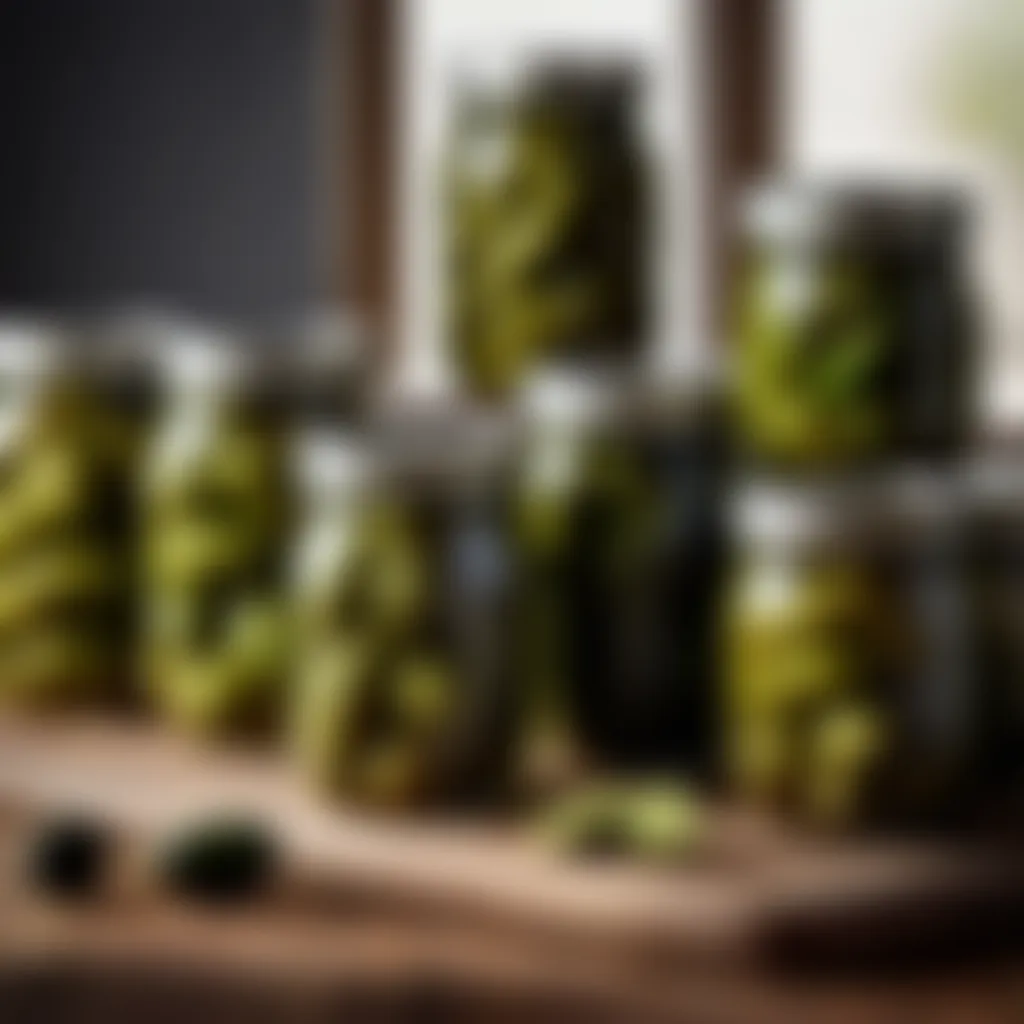 Jars filled with homemade gherkins