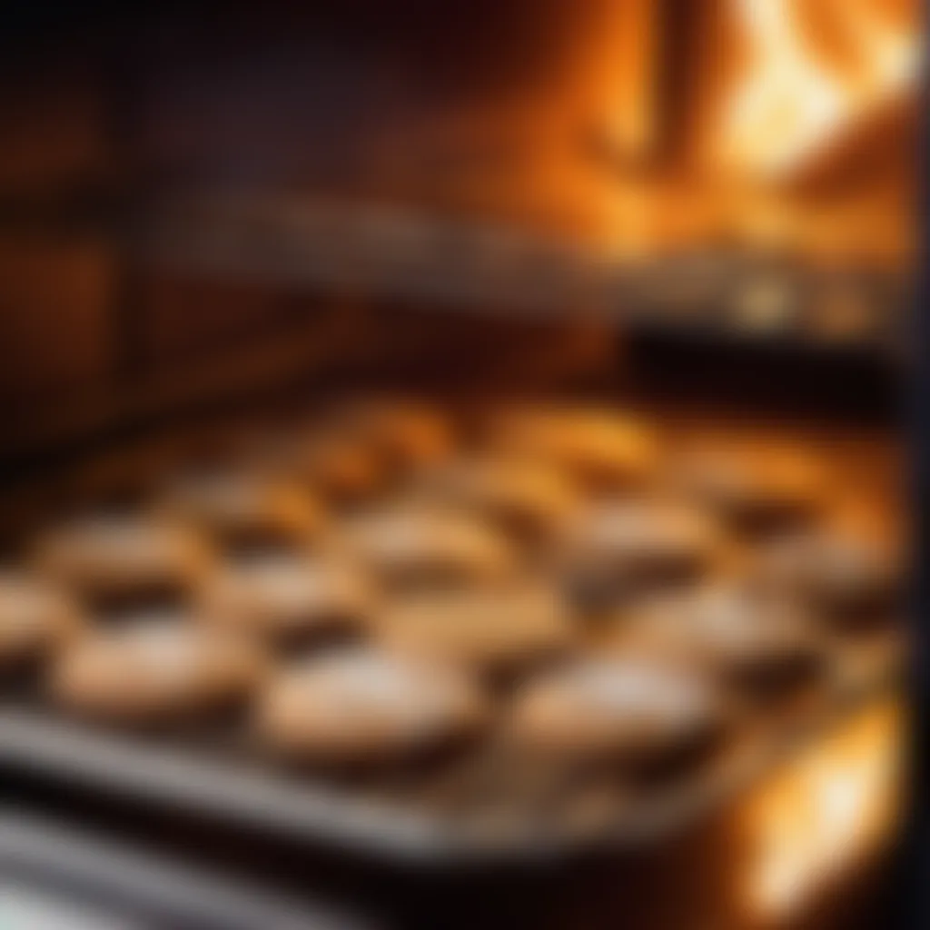 Gingerbread biscuits baking in the oven