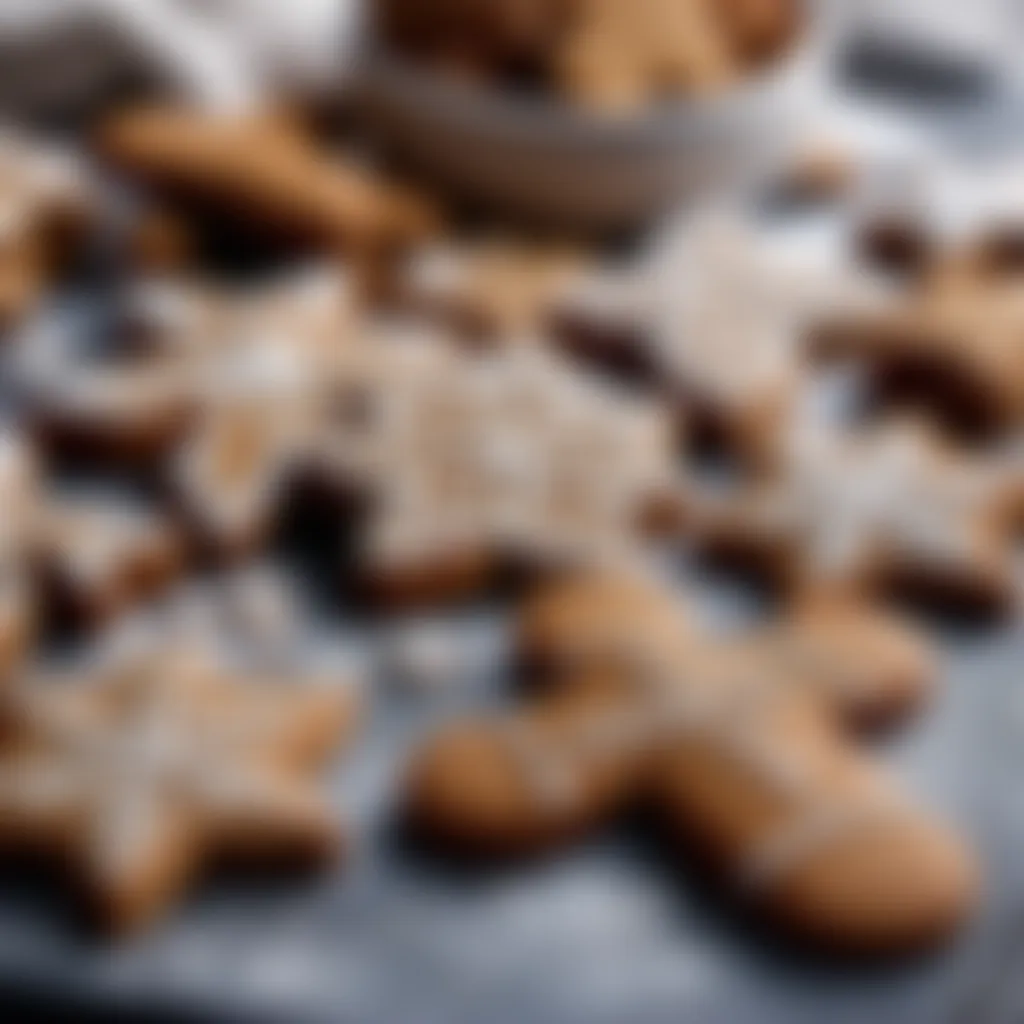 Gingerbread biscuits cut into various shapes