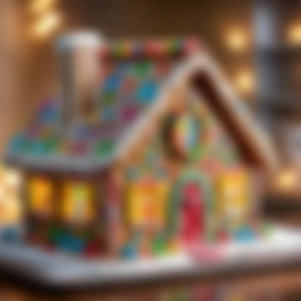 Whimsical gingerbread house with colorful gumdrop embellishments