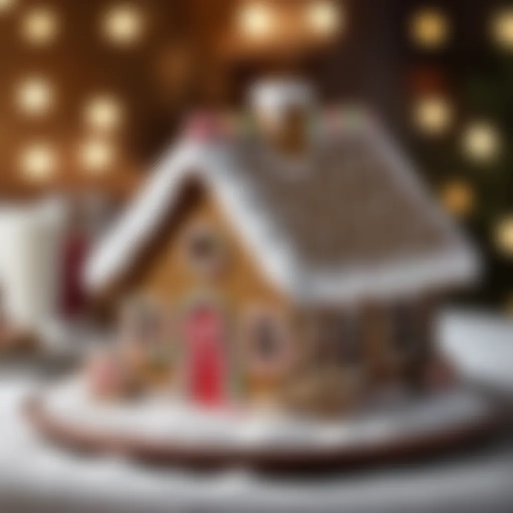 Elegant gingerbread house with sugary snow decorations