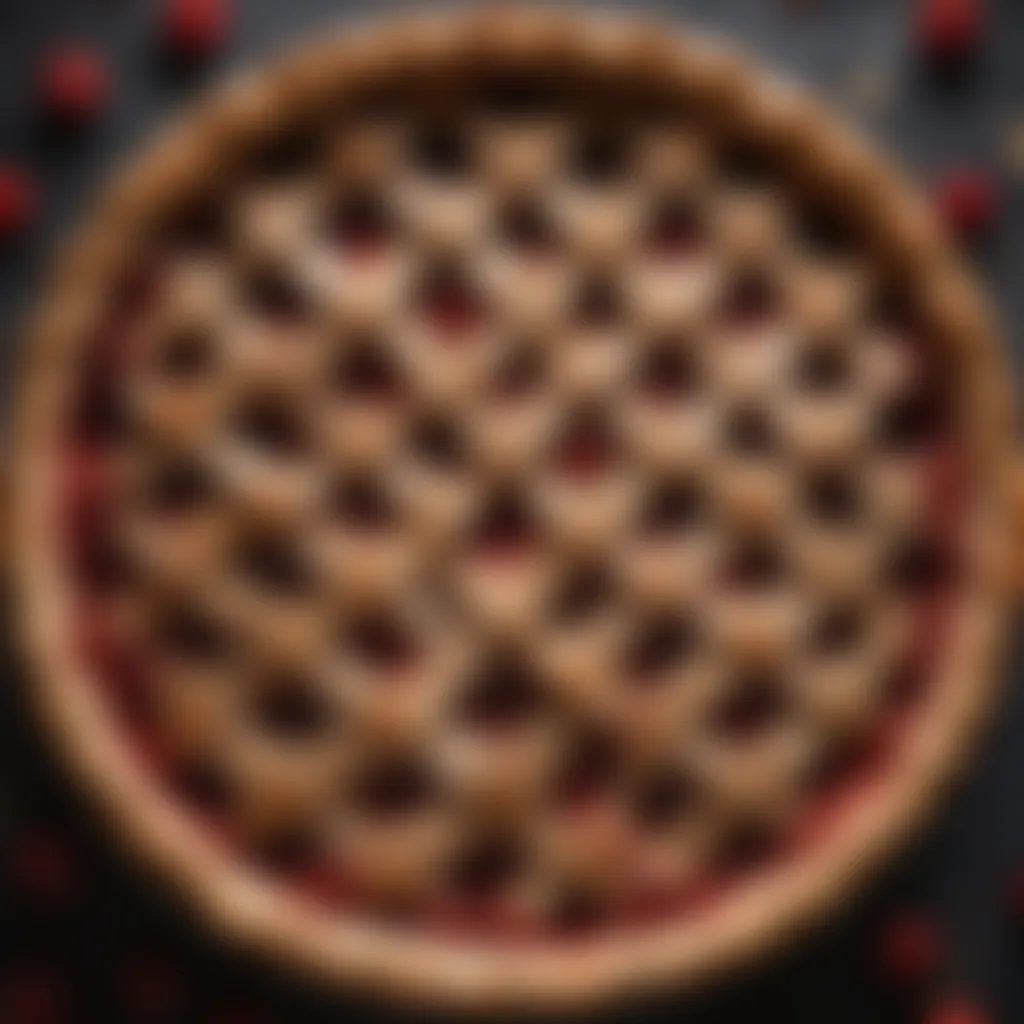 A mesmerizing lattice crust topping the cherry pie