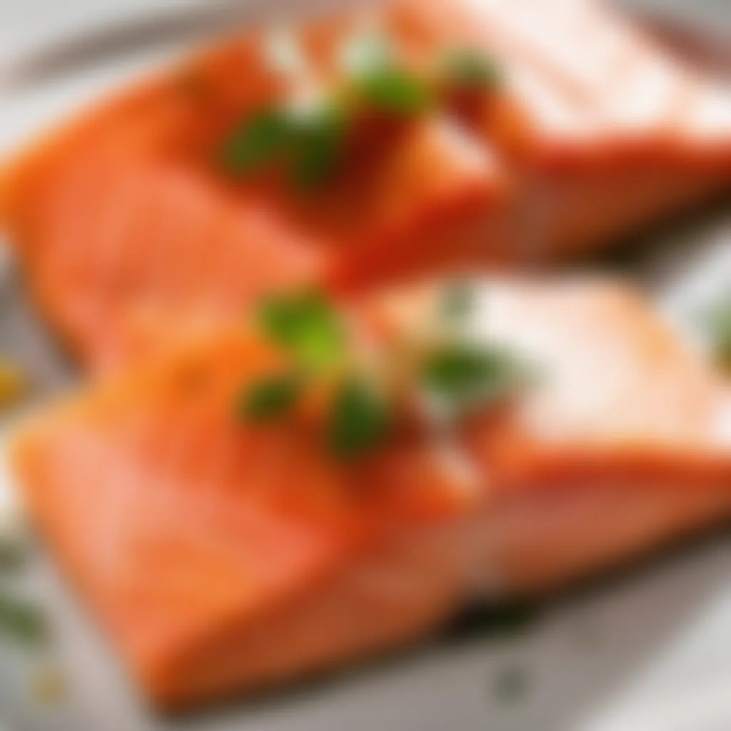 Glistening ivory king salmon fillets