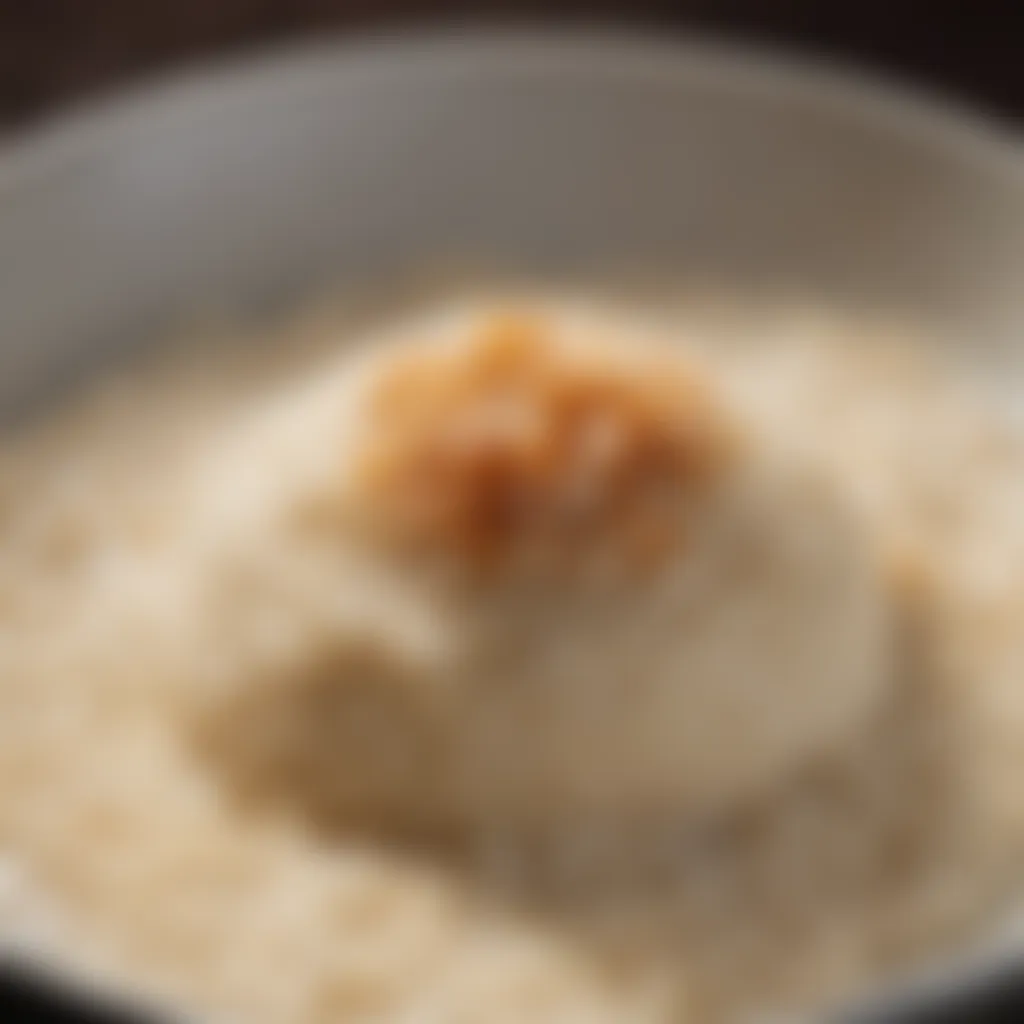 Glistening grains of glutinous rice emphasizing the key ingredient in Chinese rice pudding