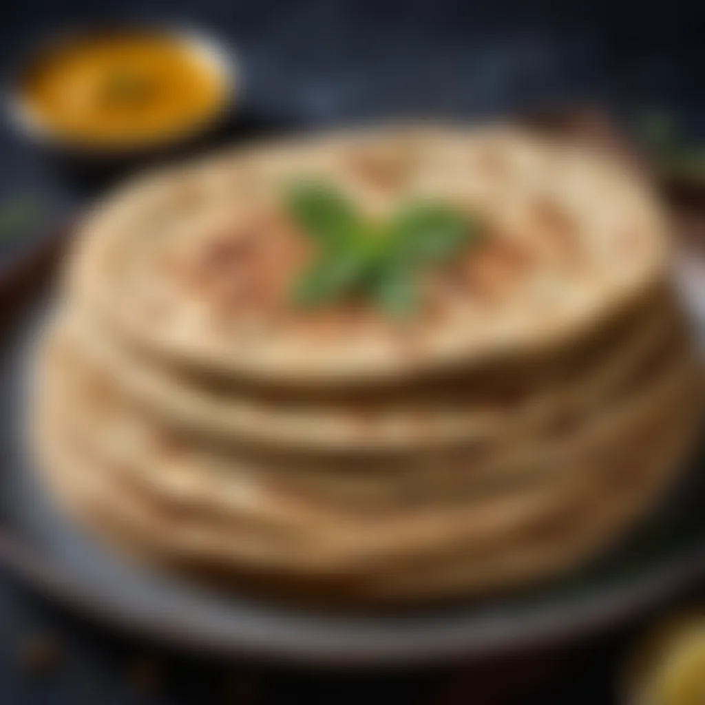 Golden-brown Ajwain Paratha on a rustic plate