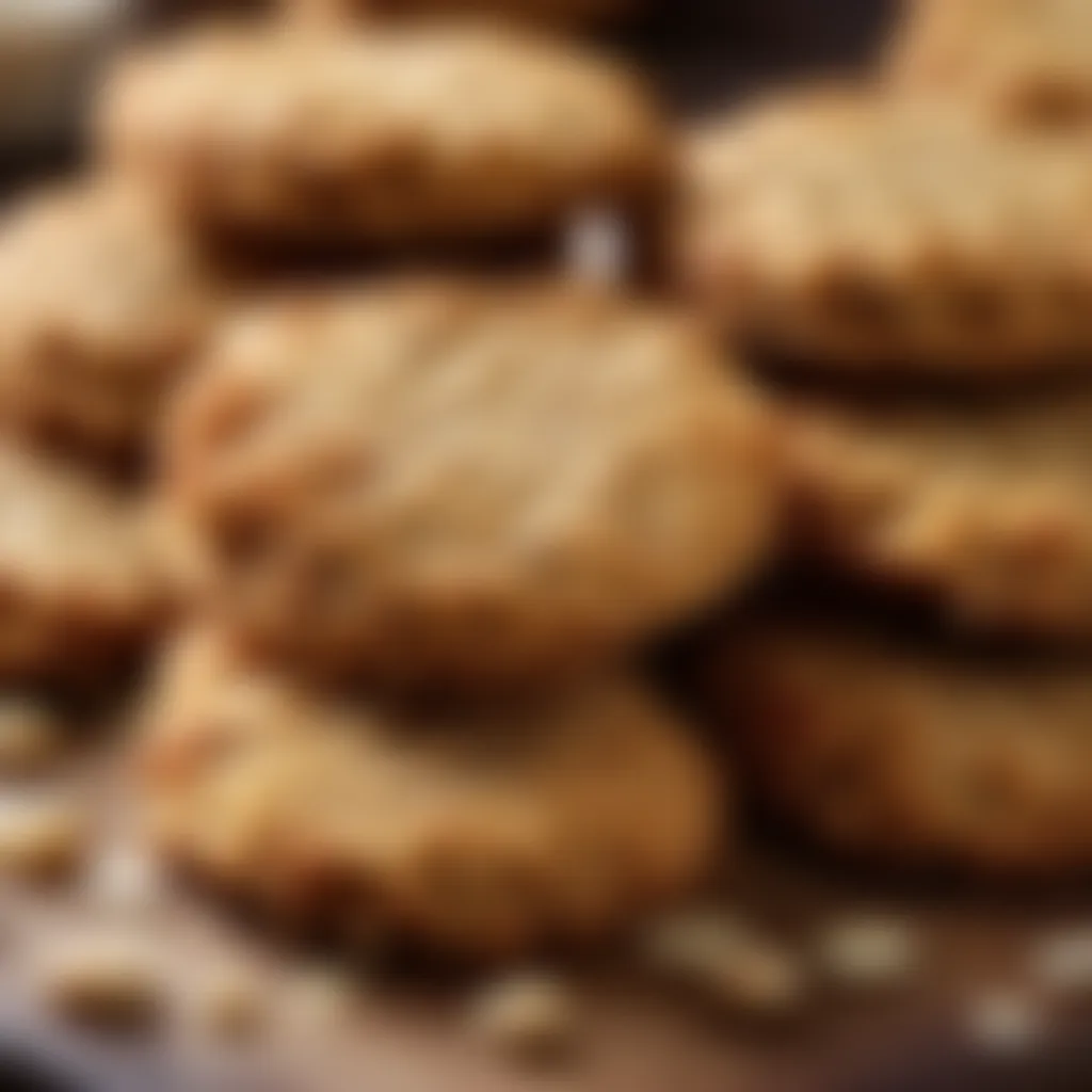 Close-up of golden brown ANZAC biscuits without coconut