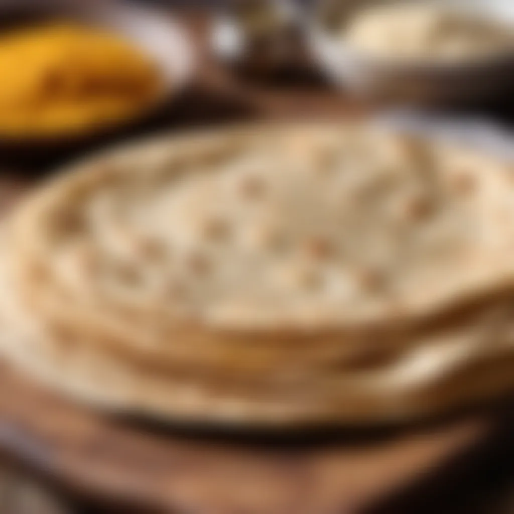 Golden brown chapati cooling on a wooden surface