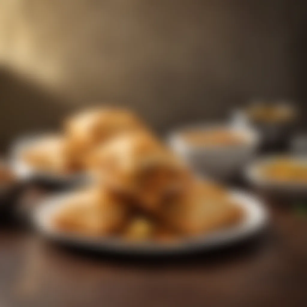 Mouth-watering Chicken Curry Puffs ready to be enjoyed Golden-brown Chicken Curry Puffs served on a plate