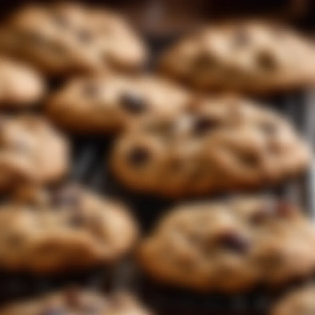 Golden-brown oatmeal raisin cookies fresh out of the oven