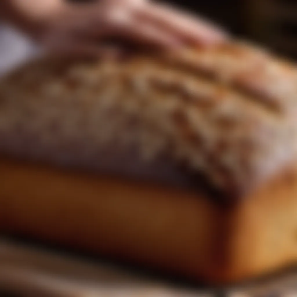 Close-up of intricate scoring patterns on a golden-brown loaf of bread