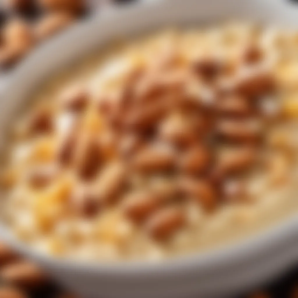 Golden caramelized almonds adding a crunchy texture to the creamy kheer