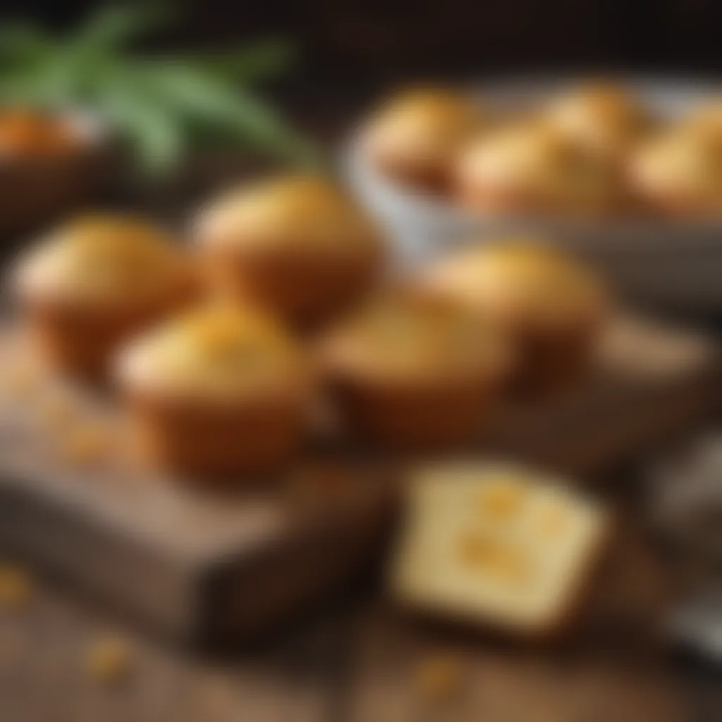 Golden Corn Bread Muffins on Rustic Wooden Table