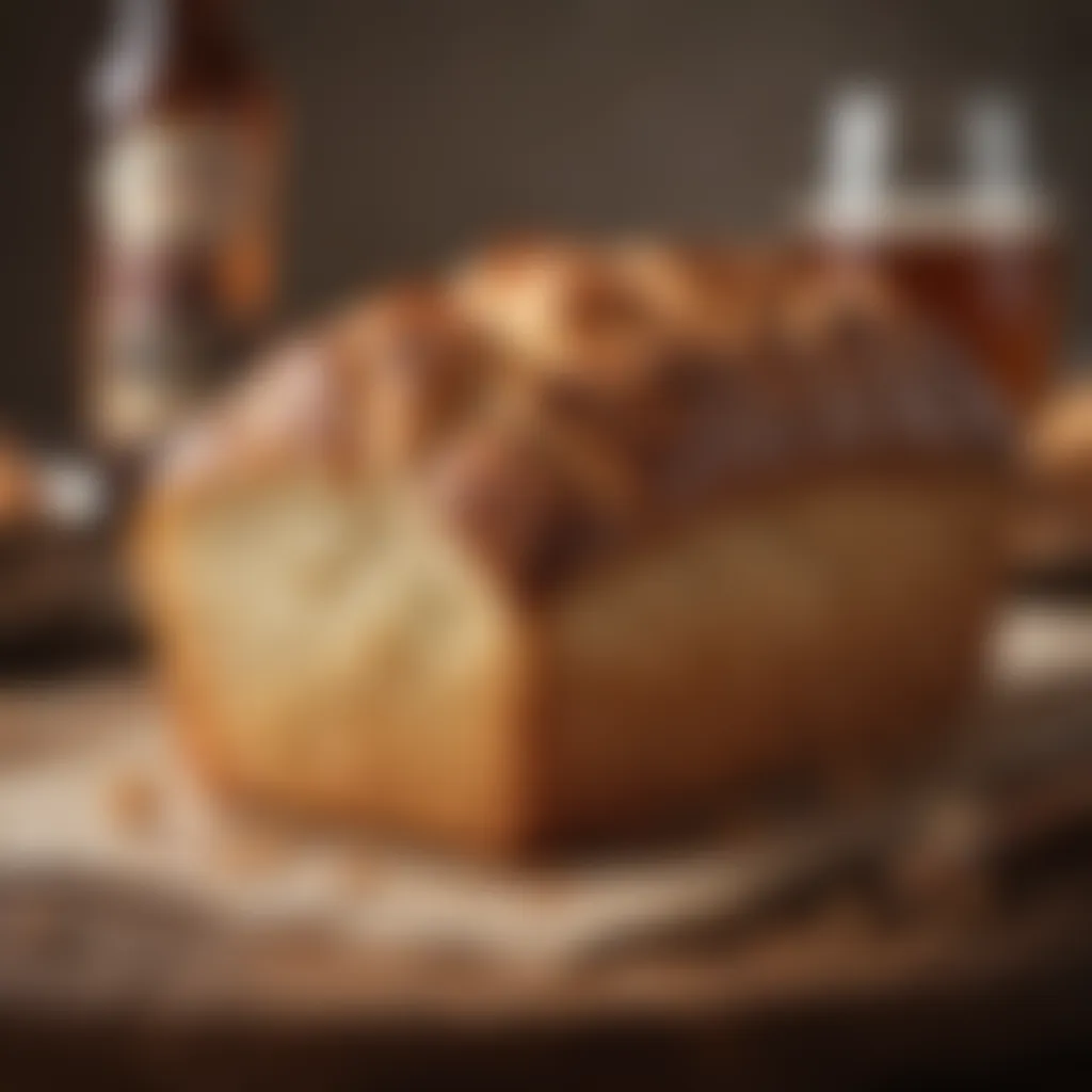 Golden crust of freshly baked beer bread