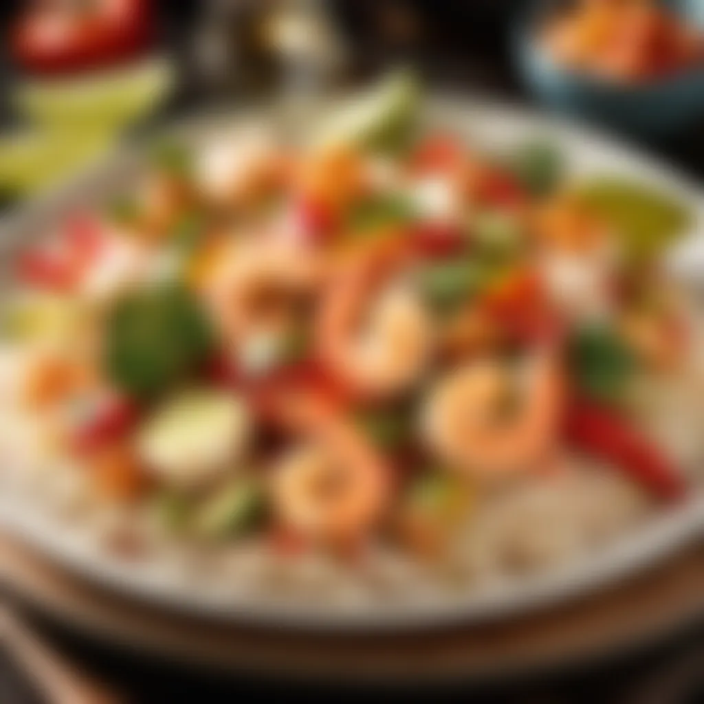 Elevate Your Dining Experience with Gourmet Seafood and Chicken Fusion Gourmet Chicken Fajitas with Shrimp and Scallops Presentation