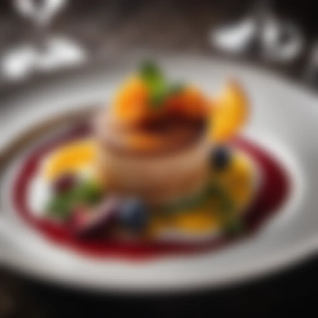 Whimsical Gourmet Plating Elegant plating of a gourmet dish with a touch of whimsy