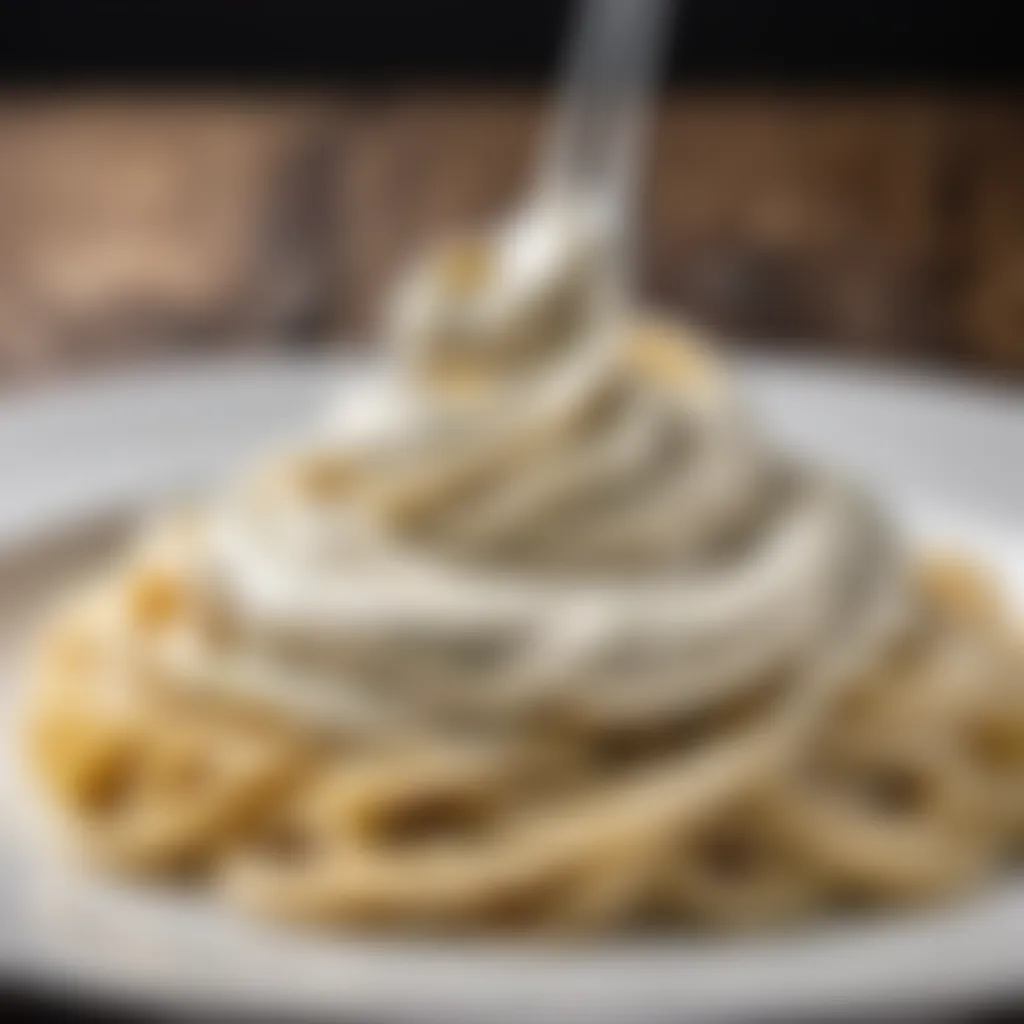 Gourmet pasta dish featuring a swirl of luxurious Alfredo Sauce with Cream Cheese