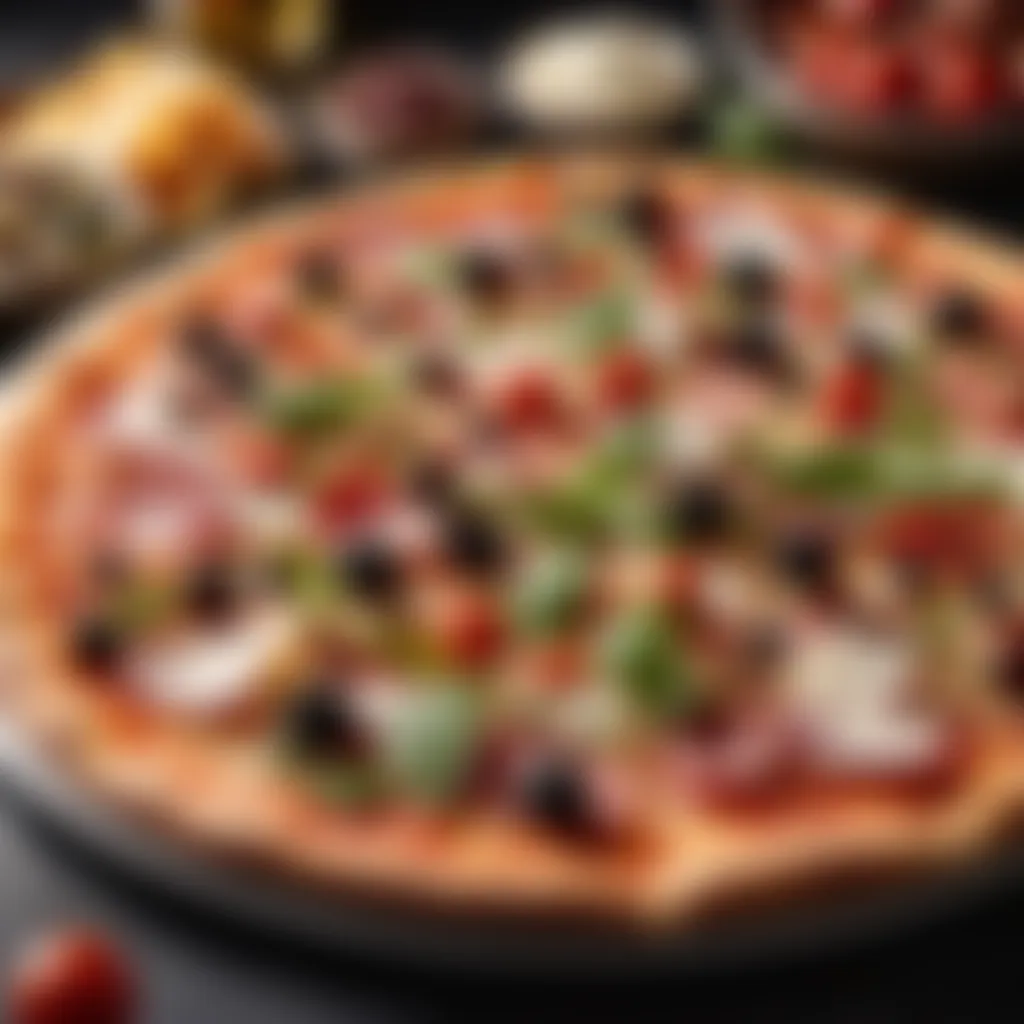 Elegant Toppings Display Gourmet Pizza Toppings Arrangement