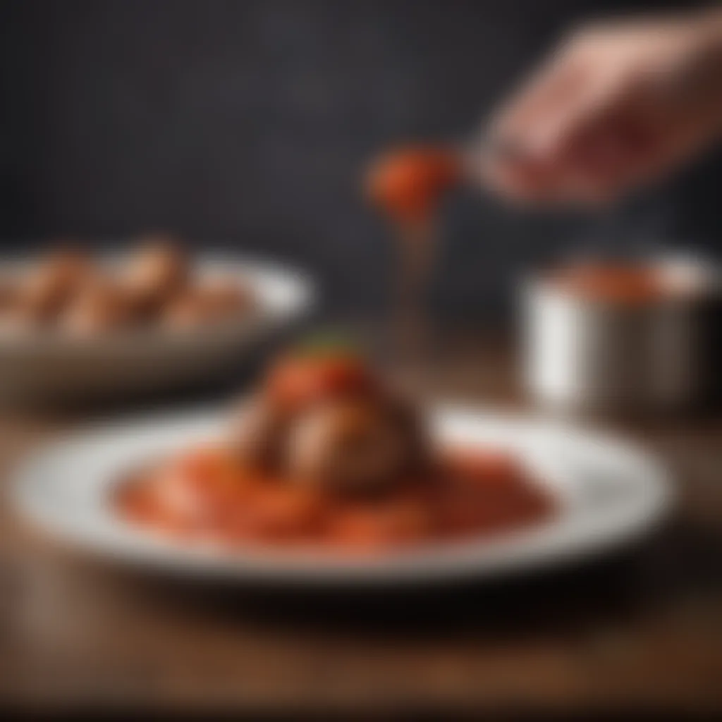 Gourmet Meatball Plating with Rich Tomato Sauce