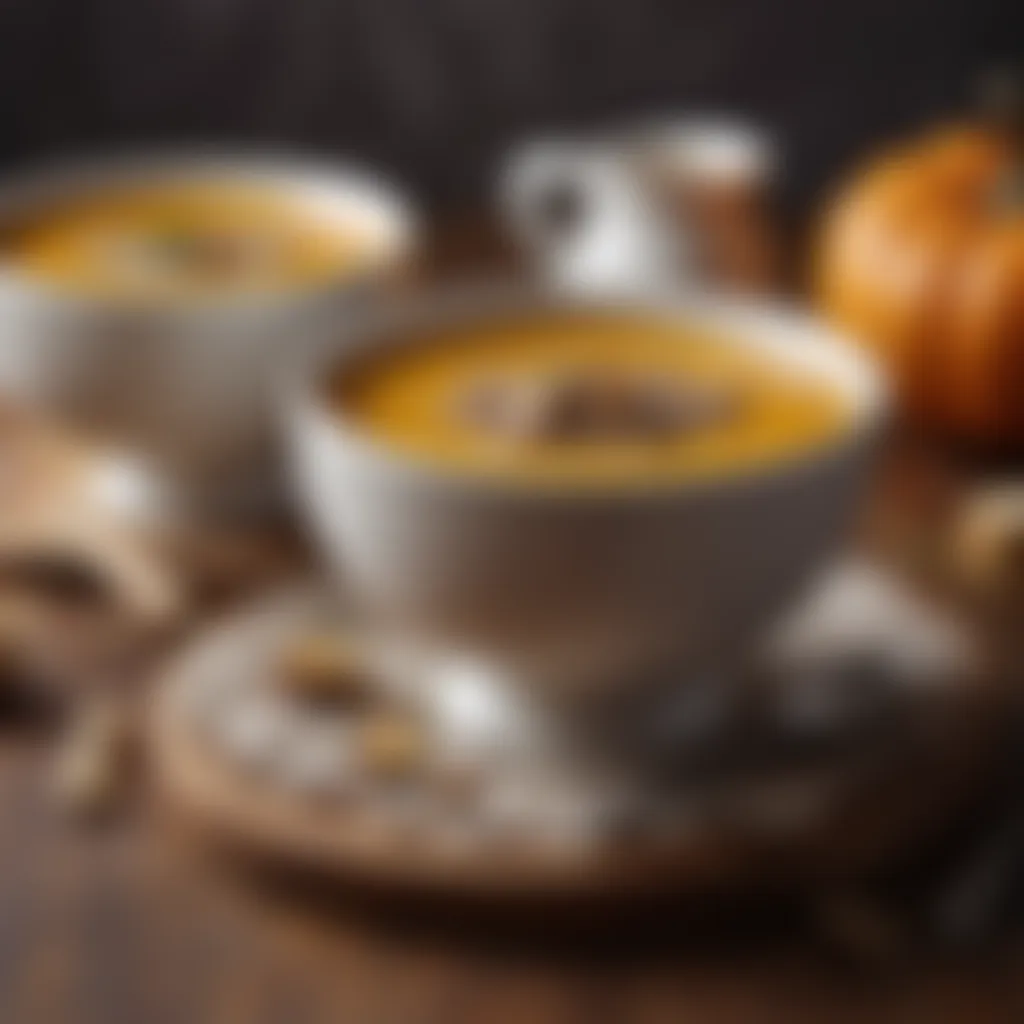 Gourmet Pumpkin Soup with Mushroom Garnish