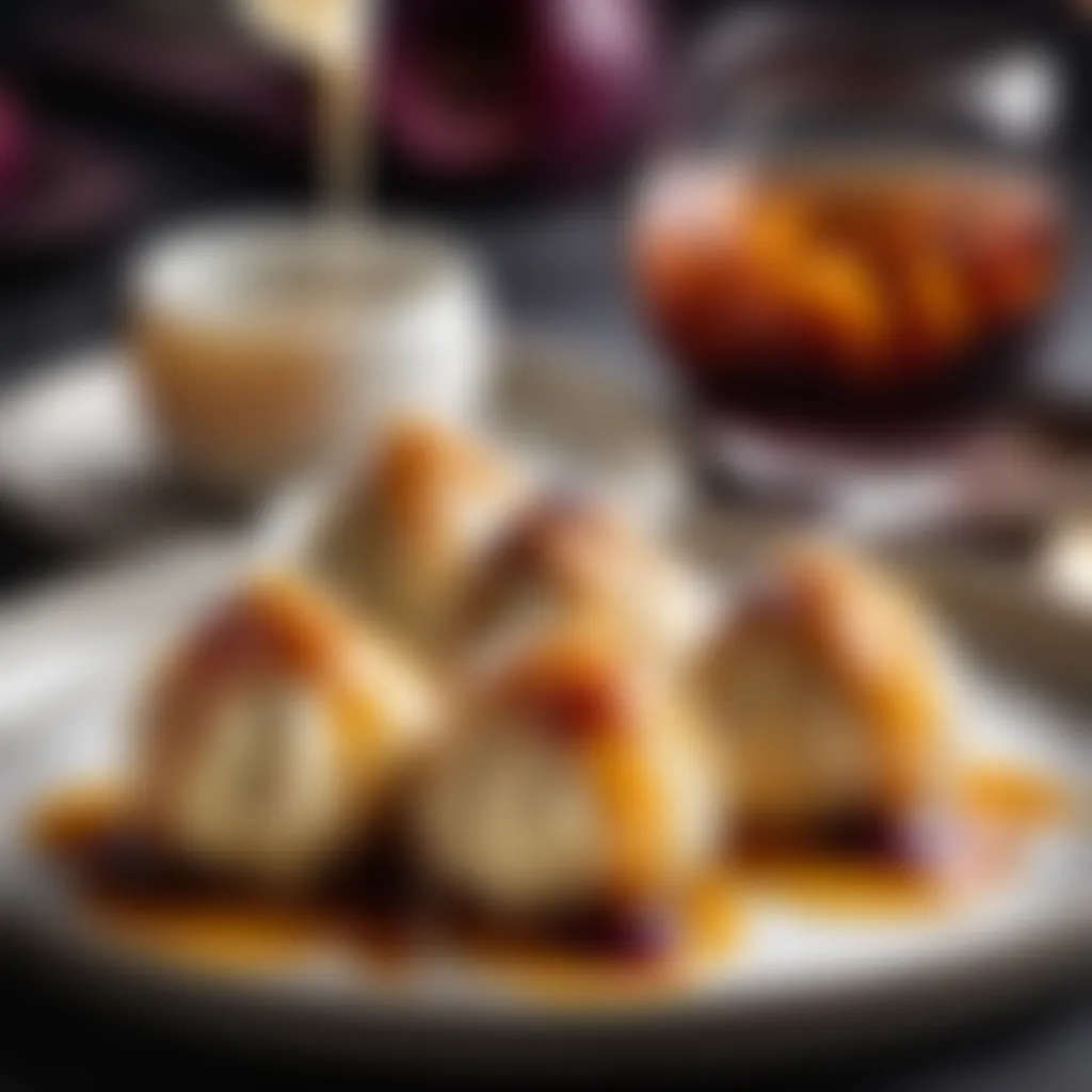 Gourmet Plum Dumplings Served with Vanilla Sauce