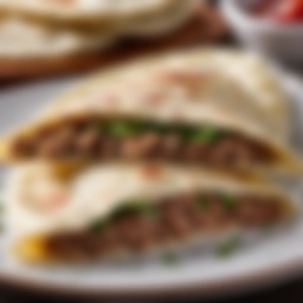 Traditional gozleme with minced meat Traditional gozleme with minced meat
