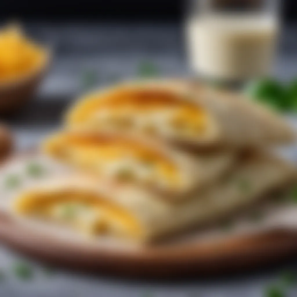 Delicious gozleme with potato and cheese filling Delicious gozleme with potato and cheese filling