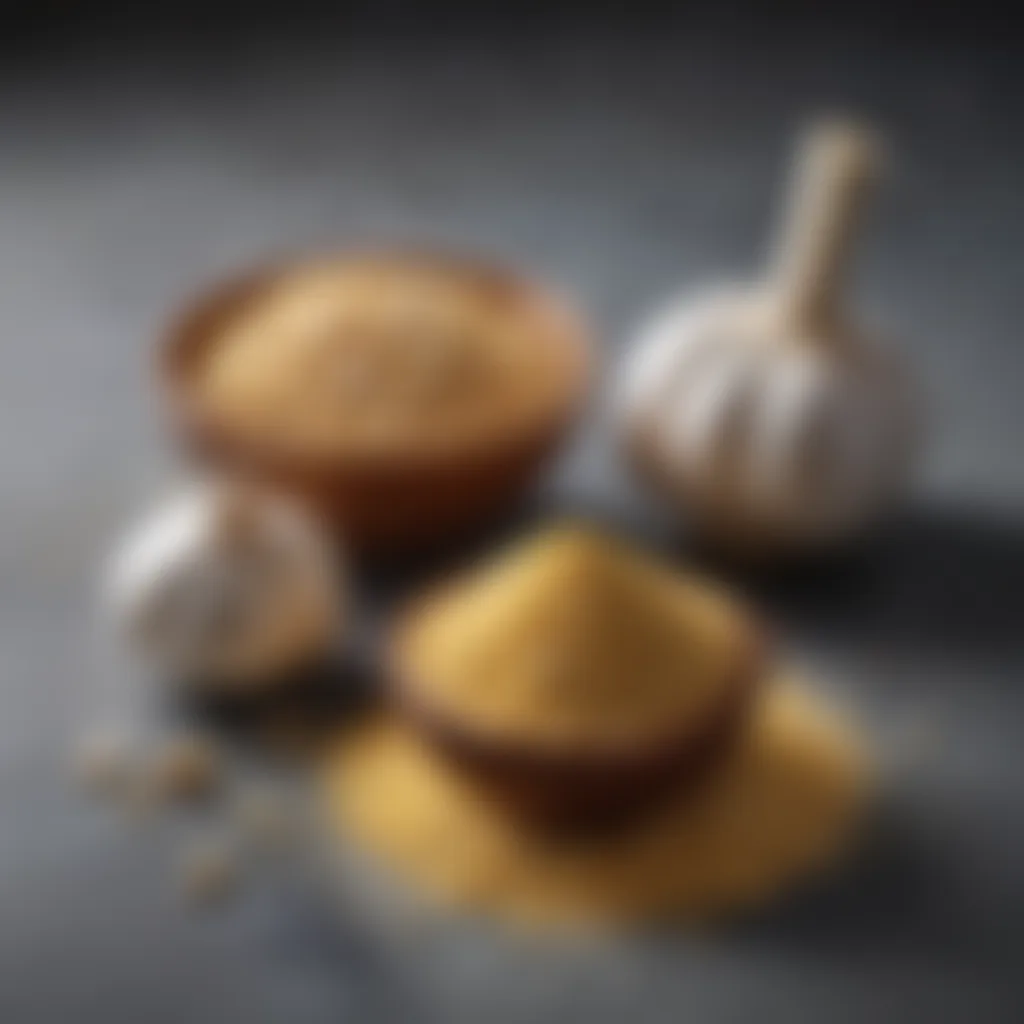 Visual Comparison of Garlic Forms Comparison of granulated garlic and garlic powder in bowls
