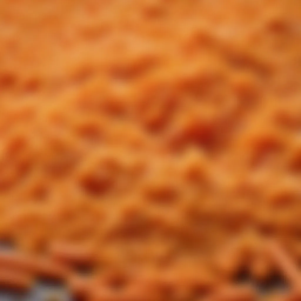 A close-up of grated carrots