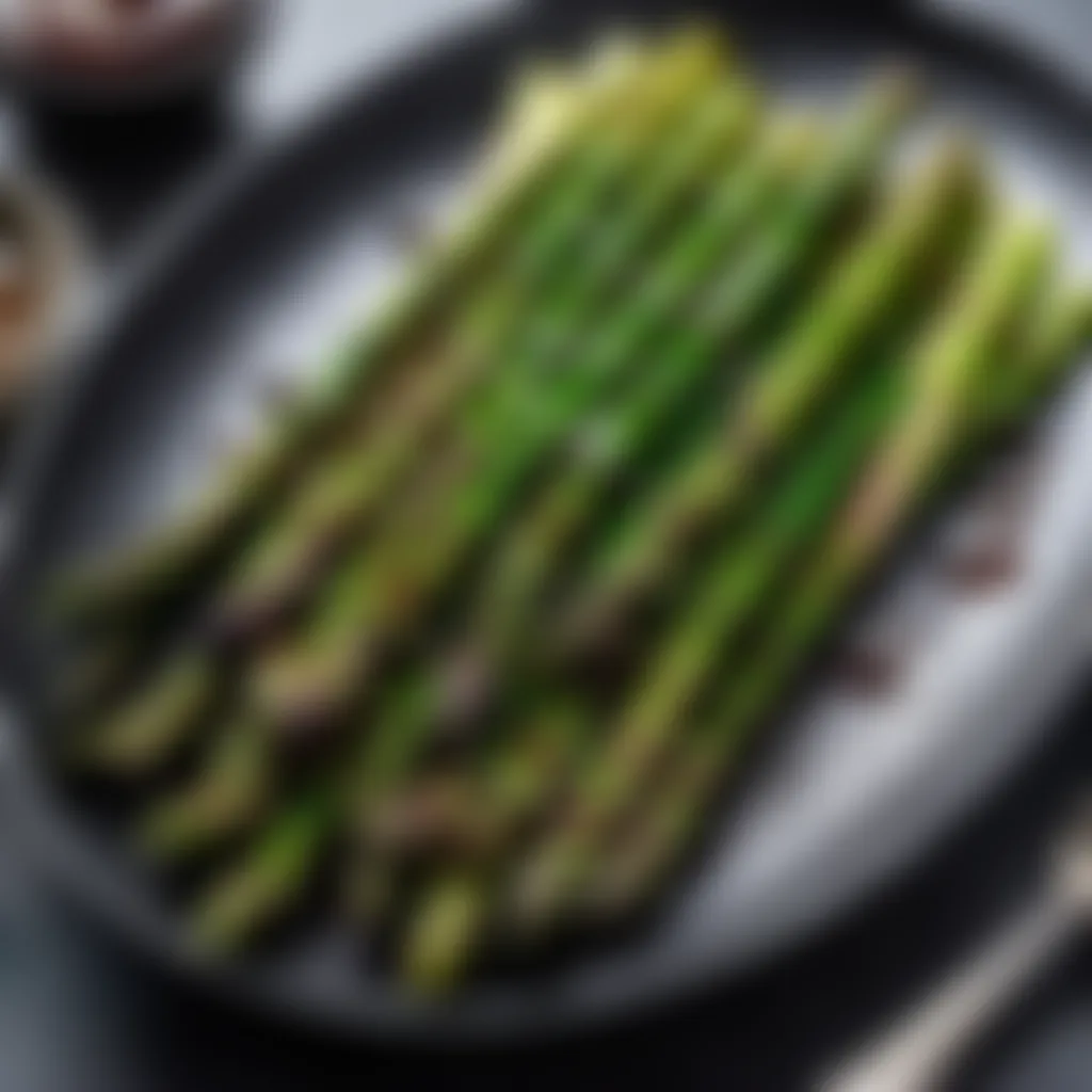 Grilled asparagus spears with a balsamic glaze