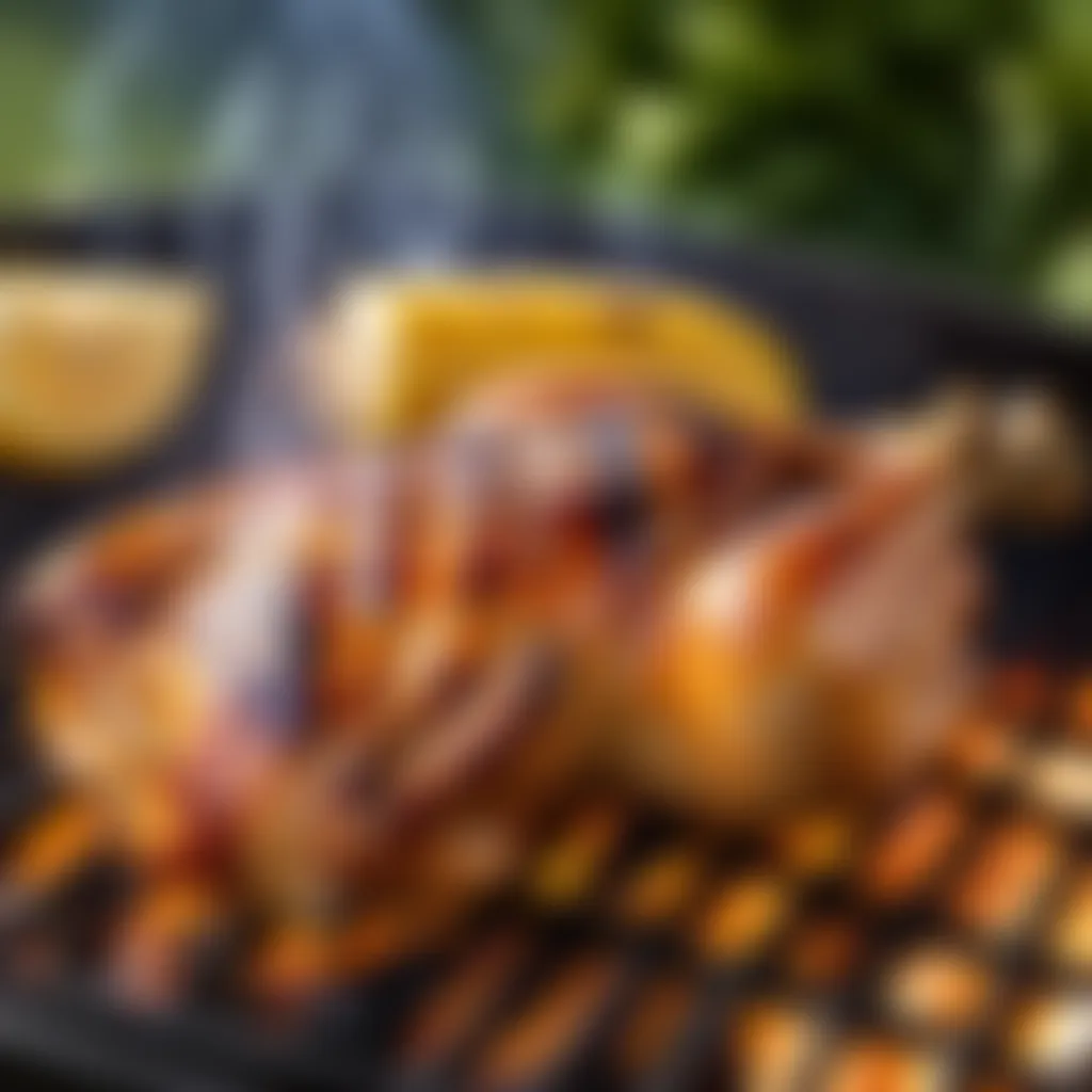 Tender chicken being grilled on a barbecue