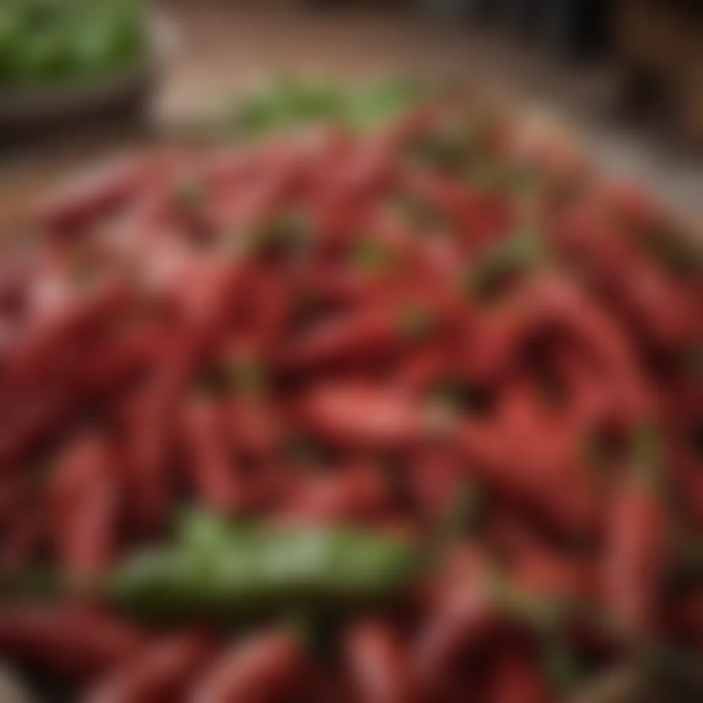 Vibrant guerito peppers displayed in a market setting