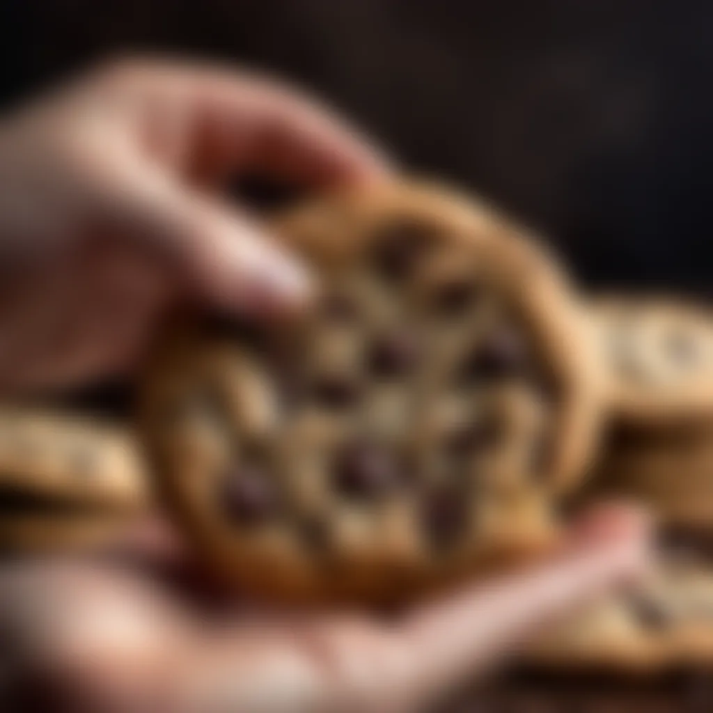 Hand Holding a Freshly Baked Chocolate Chip Cookie