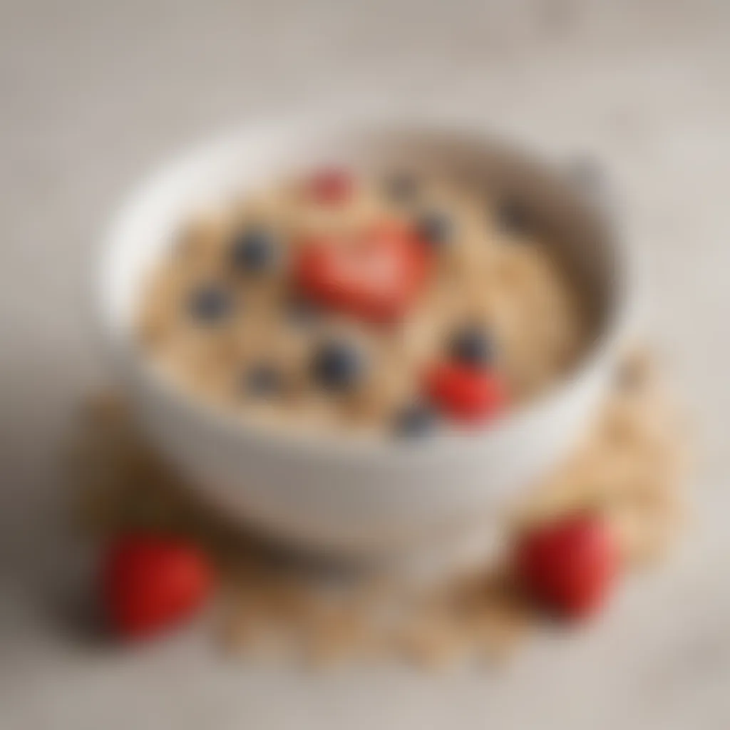 A spoonful of instant oatmeal with a background of heart-healthy foods