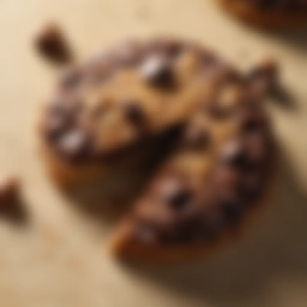 Close-up of a cookie made with almond flour and dark chocolate