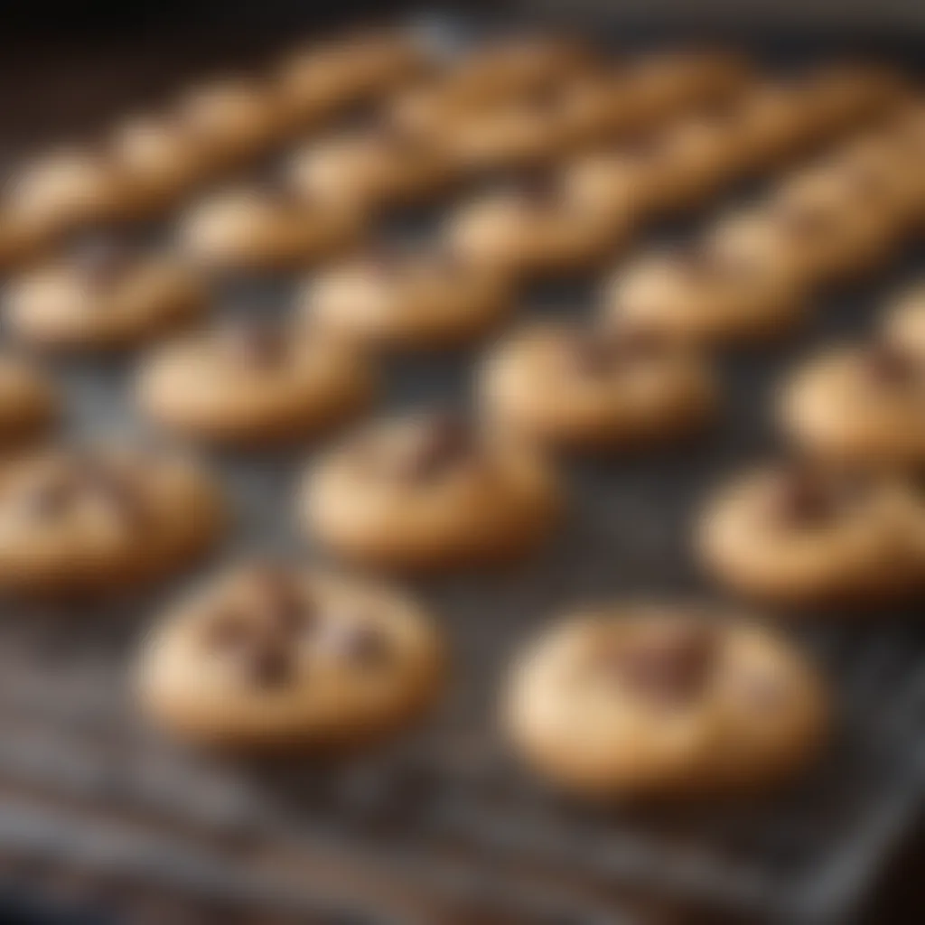 Batch of freshly baked cookies cooling on a wire rack