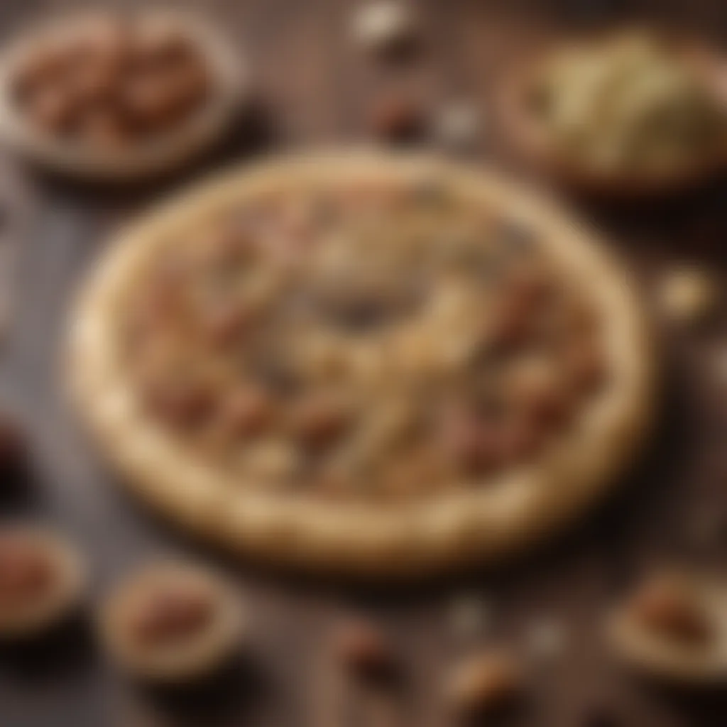 Cookies decorated with nuts and seeds on a rustic wooden table