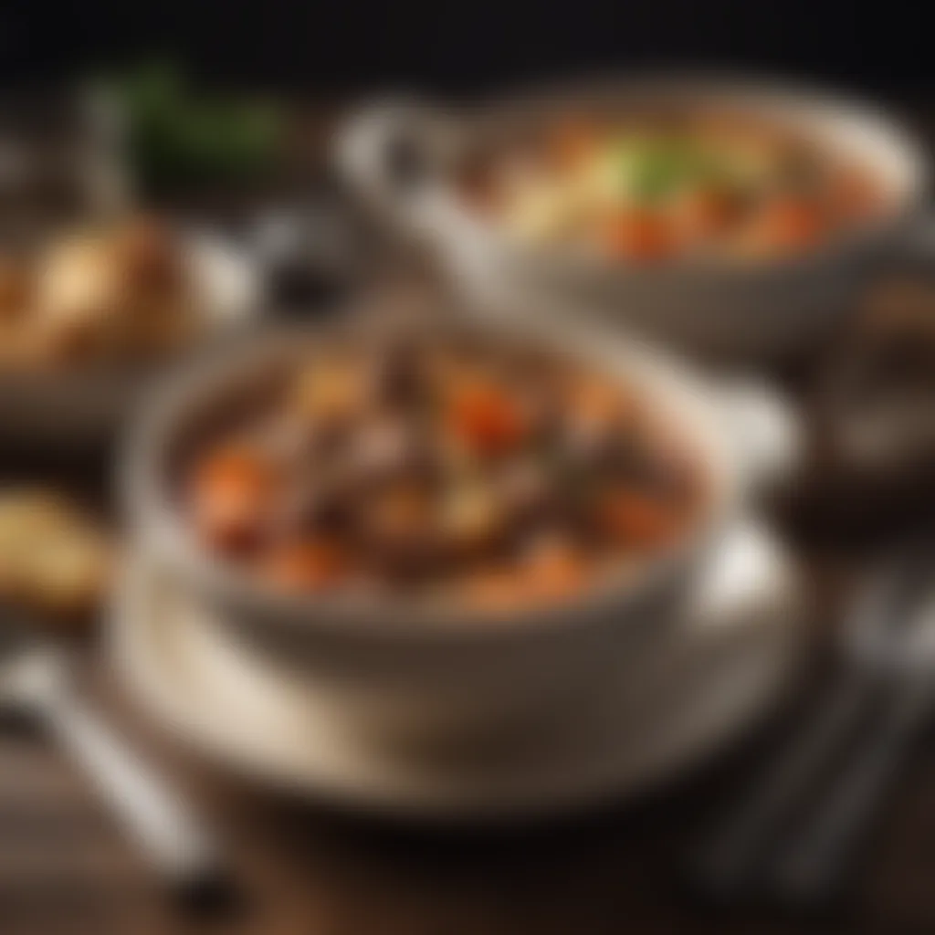 Elevating Presentation with Hearty Beef Stew Hearty Beef Stew Served in Elegant Dish