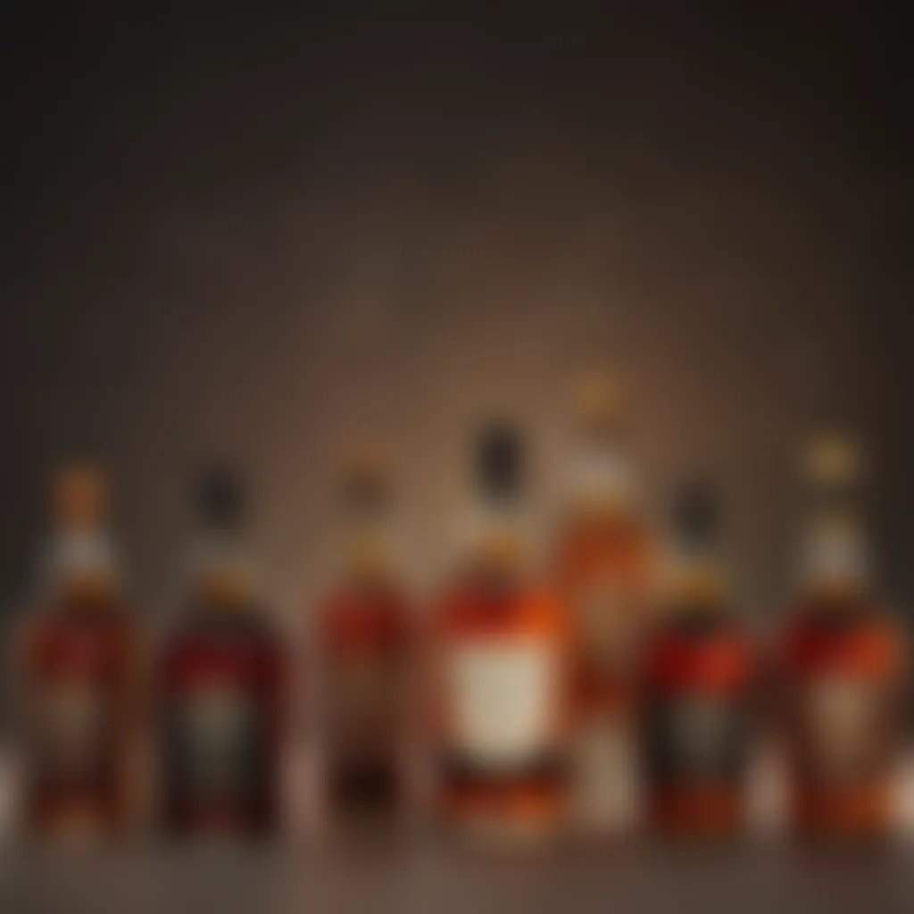 An array of Hennessy bottle sizes showcasing their distinct shapes and designs