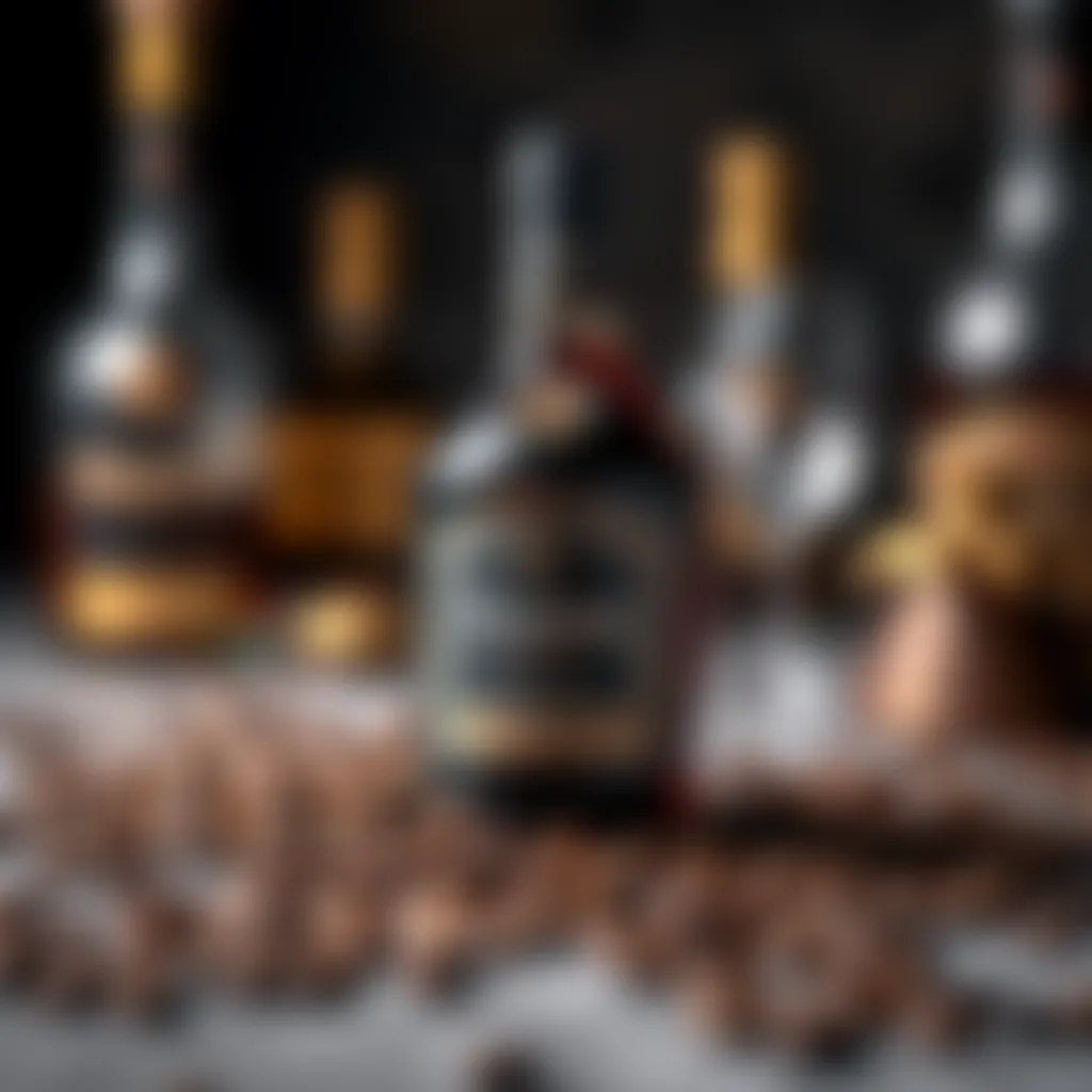 A luxurious bottle of Hennessy surrounded by rich chocolate and coffee beans