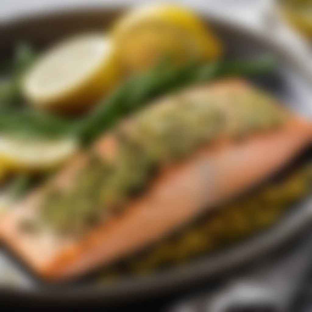 Herb Crusted Salmon with Lemon Wedges