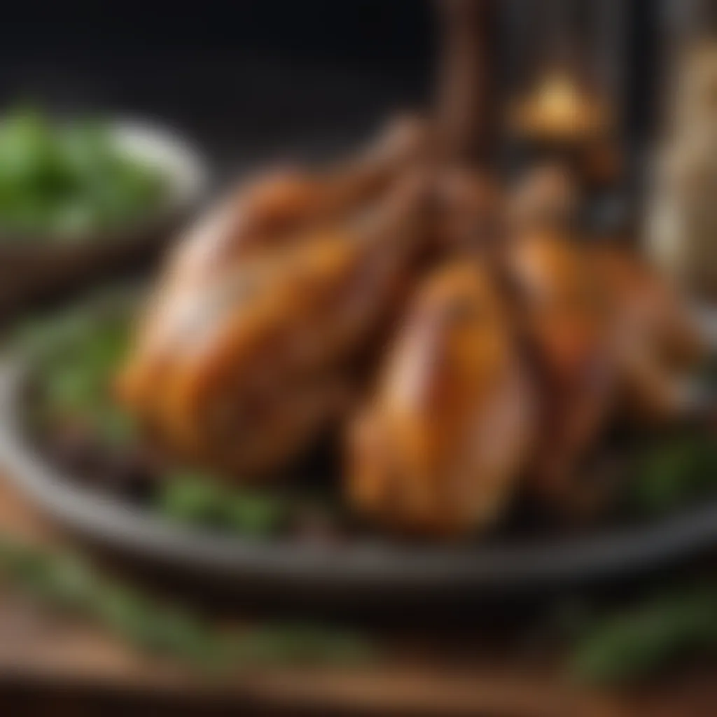 Herbal Elegance Gourmet roasted chicken wings garnished with herbs