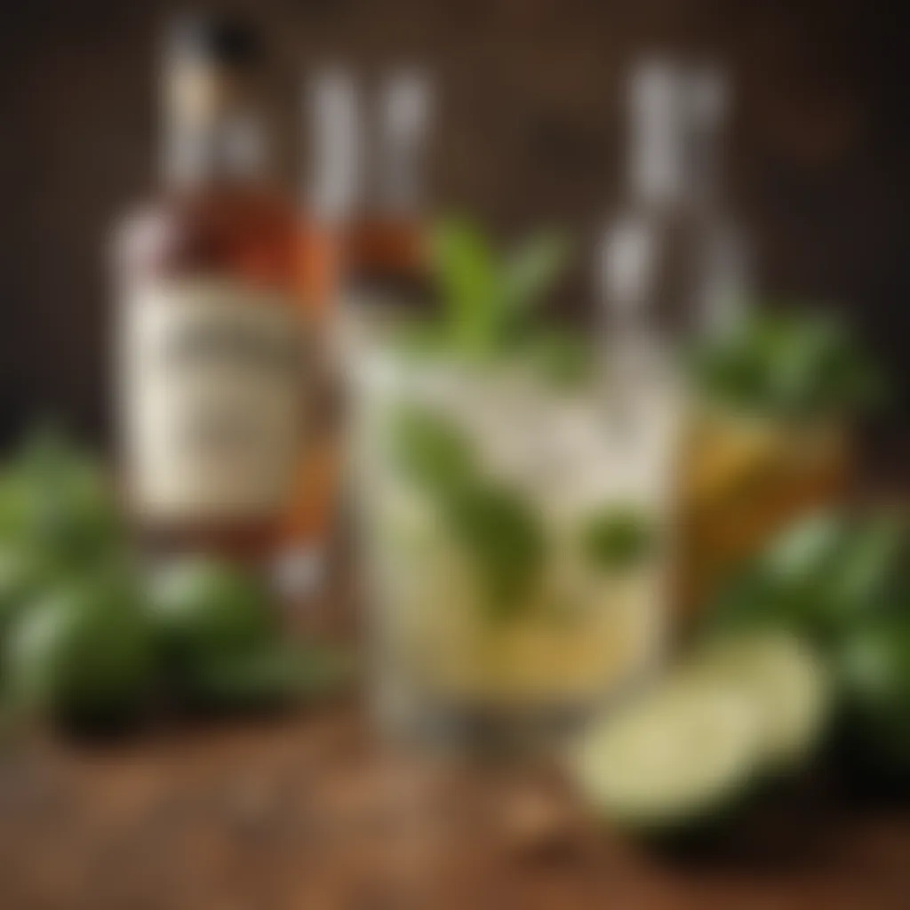 Historical collage depicting the origins of mojito and bourbon together